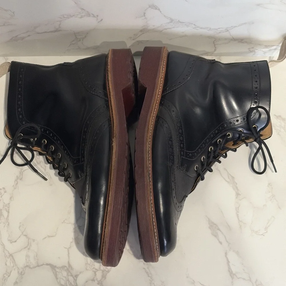 Dr. Martens Bentley Brogue Wingtip Ankle Boots Mens‎ 8 Black Leather Lace Up